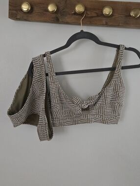 aerie Brown and White Dot-Print Swim Set